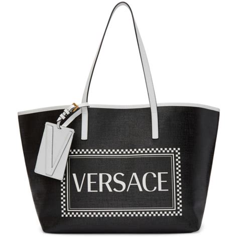 versace black small 90s vintage logo tote|Versace collection satchel.